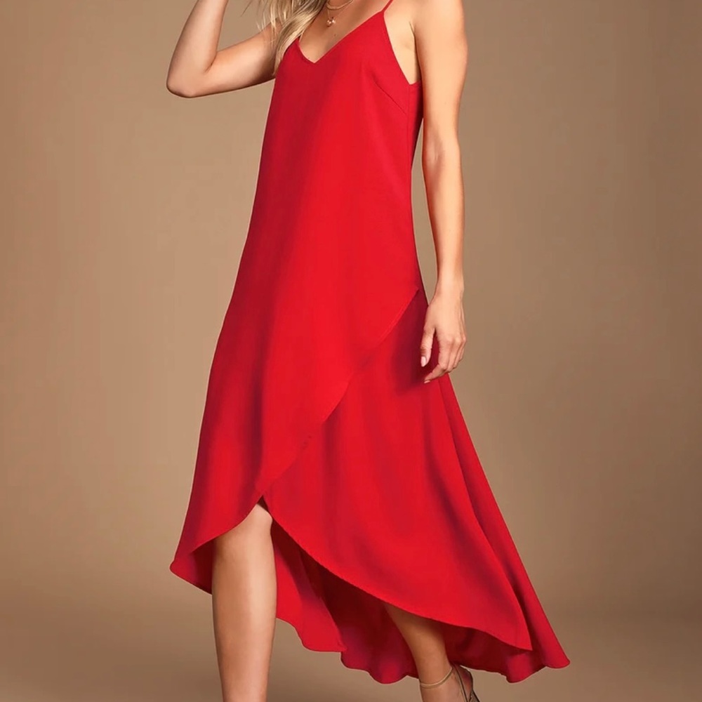 COPY - Lulu’s Sweet Surprise Red High-Low Maxi Dress